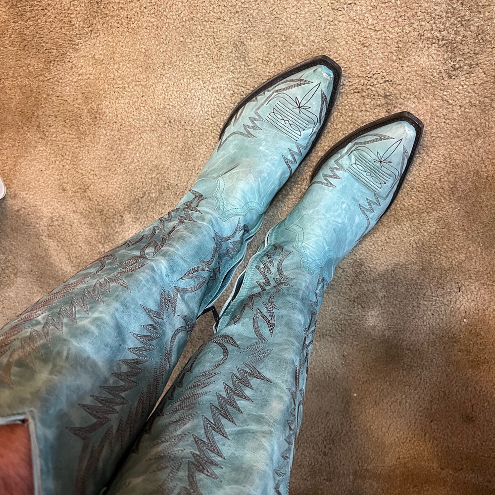 Old Gringo Tall Relaxed Fit Mayra Turquoise Western  Boots Wide Calf size 9